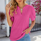 Eyelet Notched Puff Sleeve T-Shirt