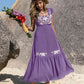 Embroidered Square Neck Ruffle Hem Dress