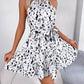 Athena Rea Halter Neck Printed Tie Waist Sleeveless Mini Dress