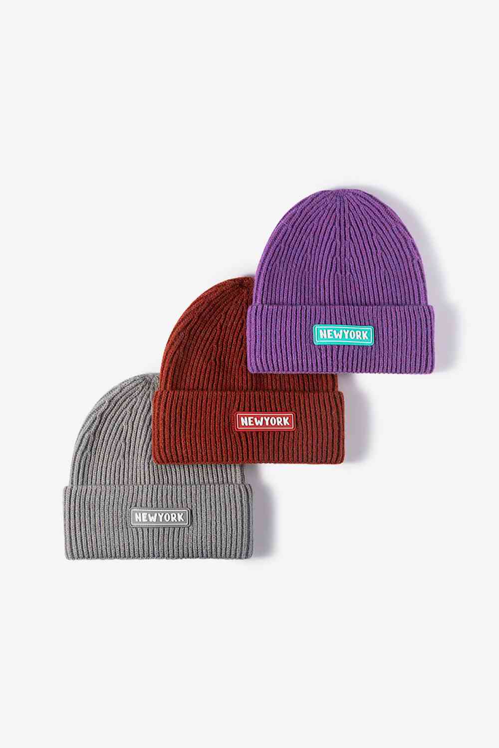 BeanieHatz NEW YORK Patch Rib-Knit Cuffed Beanie