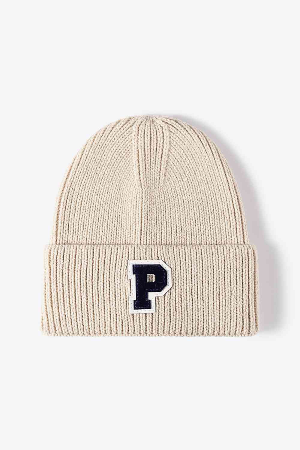 EZBeanie Letter Patch Cuffed Knit Hat Beanie