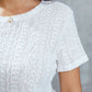 Openwork Short Sleeve Round Neck Top