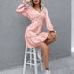 Frill V-Neck Flounce Sleeve Ruffle Hem Dress