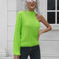 Cable-Knit Round Neck Asymmetrical Sweater