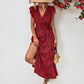 Aya Printed Surplice Neck Flutter Sleeve Slit Dress
