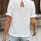 Pom Pom Detail Openwork Flounce Sleeve Blouse