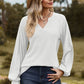 Full Size Notched Neck Raglan Sleeve Blouse