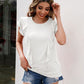 Ruffled Round Neck Cap Sleeve T-Shirt