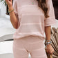 Eyelet Round Neck Top and Shorts Set