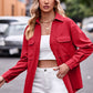 Full Size Dropped Shoulder Longline Shirt with Pockets