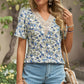 Floral V-Neck Short Sleeve T-Shirt