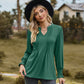 Full Size Notched Neck Flounce Sleeve Blouse