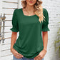 Smocked Square Neck Short Sleeve T-Shirt