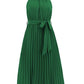 Pleated Spaghetti Strap Tie Waist Midi Dress
