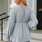 Round Neck Flounce Sleeve Blouse