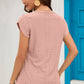 Eyelet Round Neck Short Sleeve T-Shirt