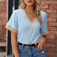 Openwork V-Neck Short Sleeve T-Shirt