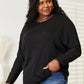 Double Take Light Gray Full Size Seam Detail Round Neck Long Sleeve Top