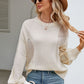 Beauteous Openwork Round Neck Dropped Shoulder Knit Top
