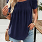 Eyelet Square Neck Puff Sleeve T-Shirt