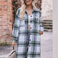 Full Size Plaid Dropped Shoulder Longline Jacket