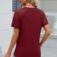 Openwork Round Neck Short Sleeve T-Shirt