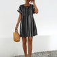Striped Polka Dot Frill Short Sleeve Mini Dress
