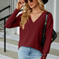 V-Neck Lantern Sleeve T-Shirt