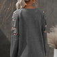 Full Size Gray Leopard Patchwork Raglan Sleeve Sweatshirt