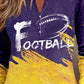 FOOTBALL Graphic Notched Neck Violet Long Sleeve T-Shirt