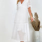 Women's Full Size Swiss Dot V-Neck Short Sleeve Midi Dress