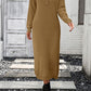 Decorative Button Notched Dropped Shoulder Sweater Dress