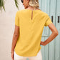 Frill Round Neck Short Sleeve Blouse