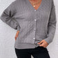 Openwork Button Up Dropped Shoulder Cardigan