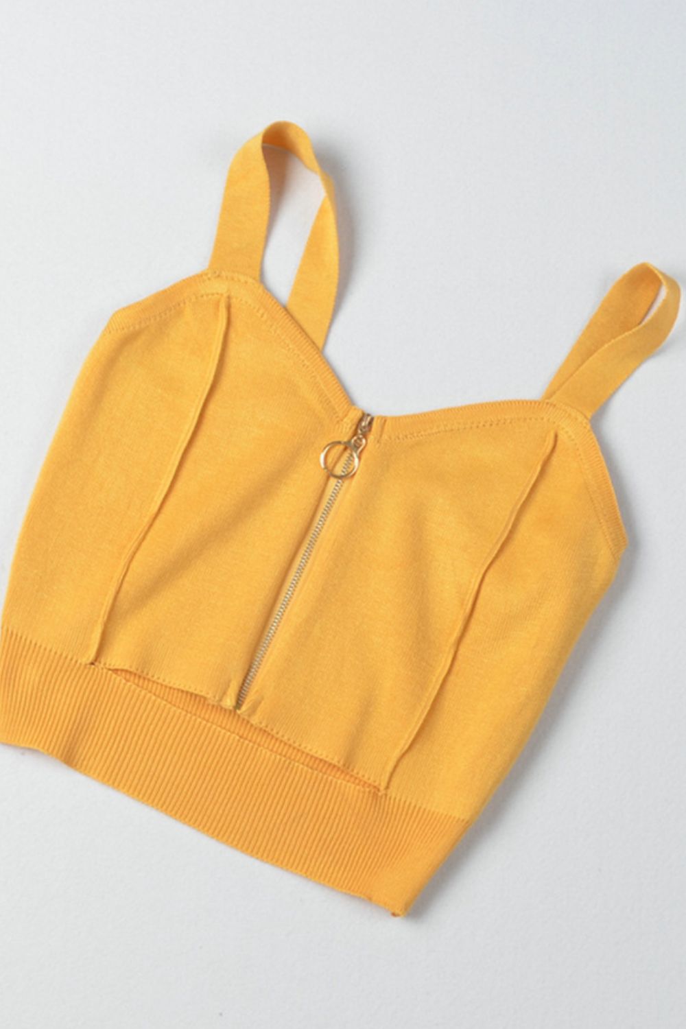 Women's Zip-Up Cutout Sleeveless Knit Crop Top