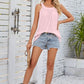 Openwork Round Neck Wide Strap Tank
