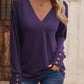 Full Size V-Neck Long Sleeve Top