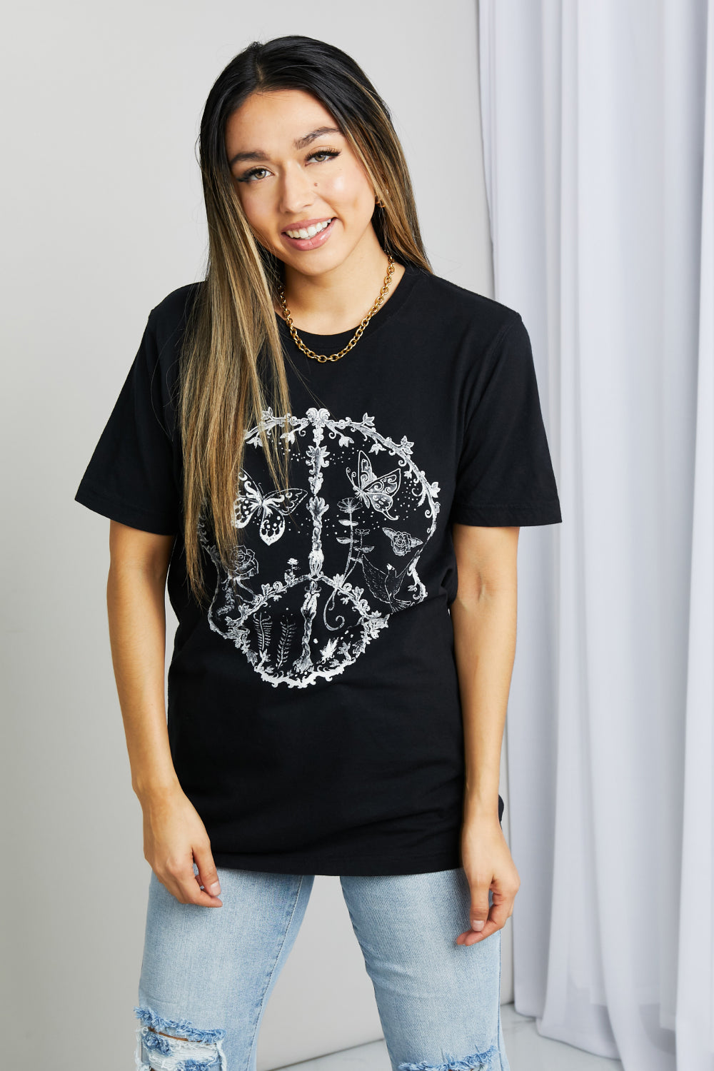 mineB Full Size Butterfly Graphic Tee Shirt *
