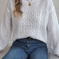 NotSoBasic Cable-Knit Round Neck Long Sleeve Sweater