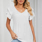 Eyelet V-Neck Short Sleeve T-Shirt