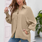 High-Low Collared Neck Lantern Sleeve Shirt