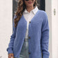 Button Down Ribbed Trim Cardigan