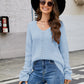 Full Size V-Neck Rib-Knit Top