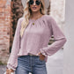 Long Flounce Sleeve Round Neck Blouse