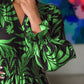 Printed Flounce Sleeve Maxi Dress