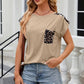 Leopard Round Neck Cap Sleeve T-Shirt