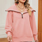 Half Zip Lantern Sleeve Sweatshirt