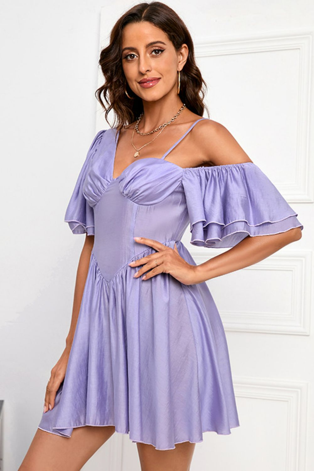 Double Crazy Women's Gathered Detail Zip-Back Mini Dress *