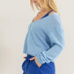 HYFVE V-Neck Stripe Texture Long Sleeve Top