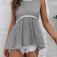 Women's Striped Lace Trim Round Neck Tank